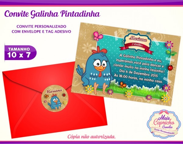 Convite AniversÃ¡rio Galinha Pintadinha No Elo7