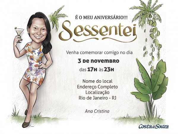 Convite Para Aniversário De 60 Anos Com Caricatura Convite Para Aniversário De 60 Anos Com Caricatura
