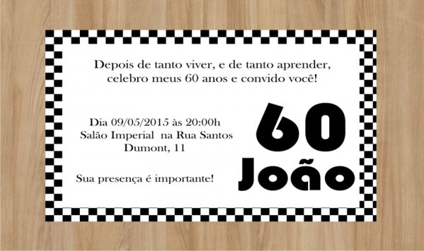 Convite 60 Anos 10x7cm No Elo7 Convite 60 Anos 10x7cm No Elo7