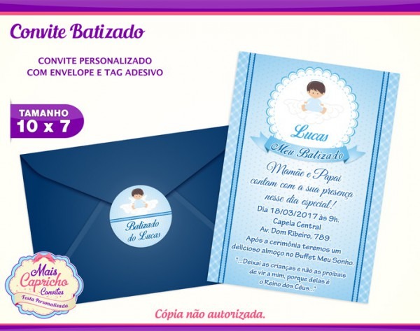Convite Batizado Menino No Elo7