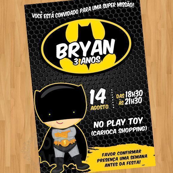 Convite Batman Baby Cute Criança Arte Digital Virtual Convite Batman Baby Cute Criança Arte Digital Virtual