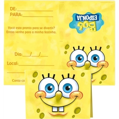 Convite Bob Esponja 8un Convite Bob Esponja 8un
