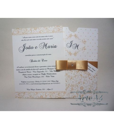 Convite Bodas De Ouro Envelope Luva Grd Convite Bodas De Ouro Envelope Luva Grd