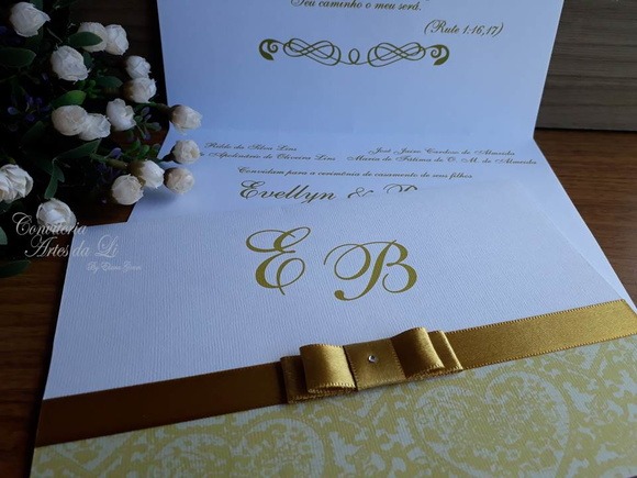 Convite De Casamento Dourado No Elo7