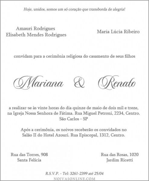 Convites De Casamento Convites De Casamento