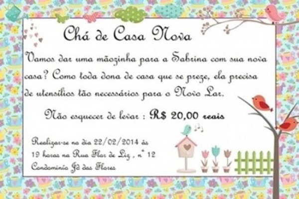 Convite De Chá De Casa Nova â Modelos De Convite Convite De Chá De Casa Nova â Modelos De Convite