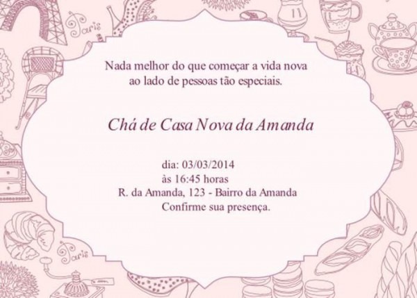 Convite De Chá De Casa Nova â Modelos De Convite Convite De Chá De Casa Nova â Modelos De Convite