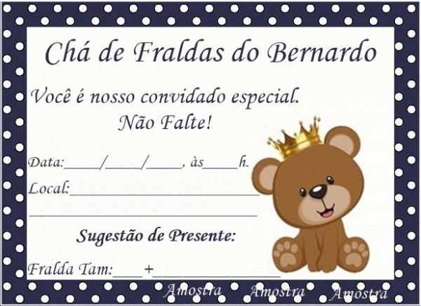 Convite Chá De Bebê 100 Unidades Convite Chá De Bebê 100 Unidades
