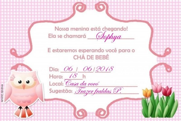 Convite Chá De Bebê 60 Unidades Com Papel Fotográfico Convite Chá De Bebê 60 Unidades Com Papel Fotográfico