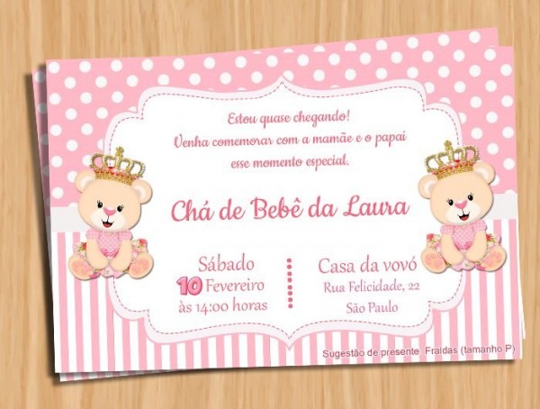 Convite Chá De Bebê Ursinha Rosa Convite Digital Convite Chá De Bebê Ursinha Rosa Convite Digital