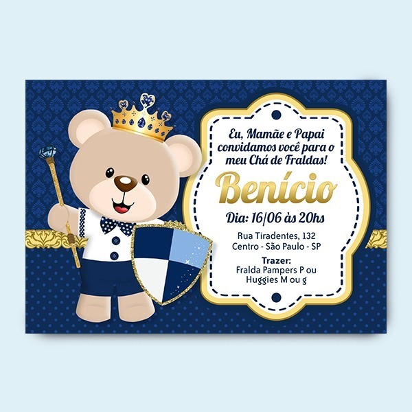 Convite ChÃ¡ De BebÃª Ursinho Principe