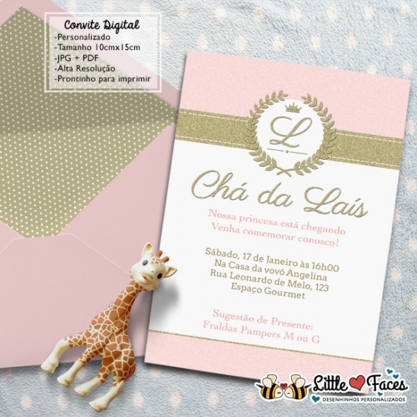 Convite Chá De Bebê Provençal Princesa No Elo7 Convite Chá De Bebê Provençal Princesa No Elo7