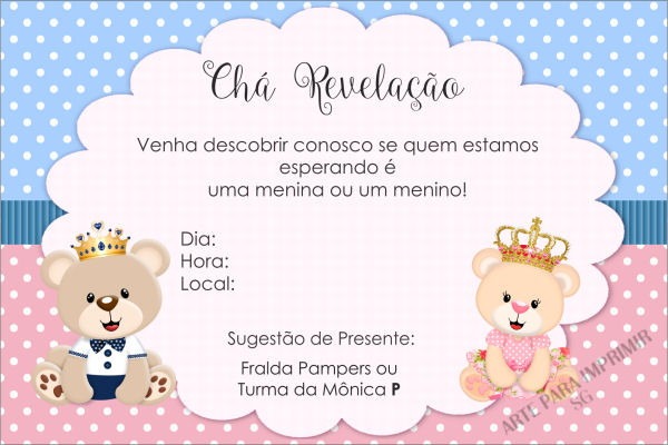 Convite Chá Revelação No Elo7 Convite Chá Revelação No Elo7