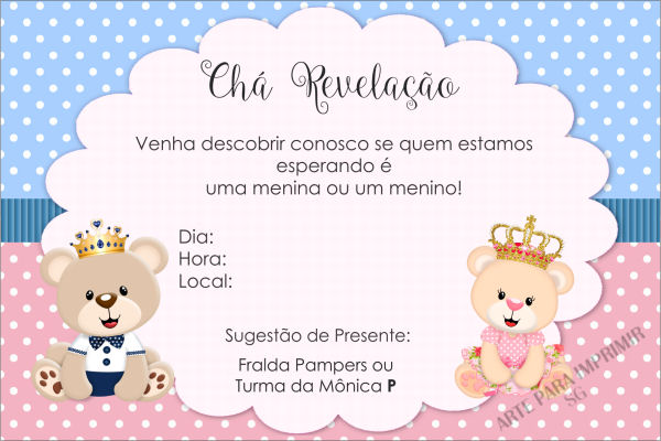 Convite Chá Revelação No Elo7 Convite Chá Revelação No Elo7