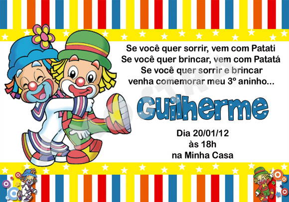 Convite Circo Patati E Patatá (digital) No Elo7 Convite Circo Patati E Patatá (digital) No Elo7