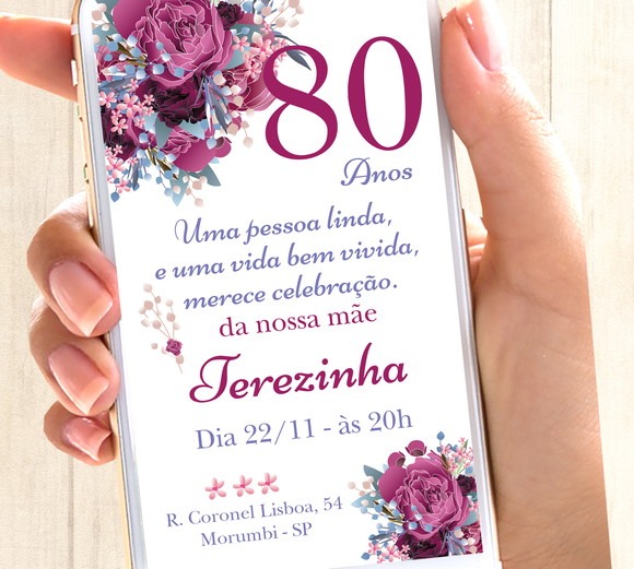 Convite De Aniversario 80 Anos