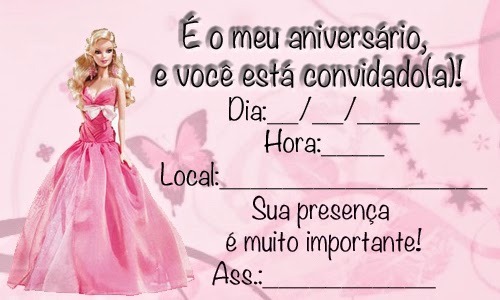 Convites Da Barbie Para Imprimir Convites Da Barbie Para Imprimir