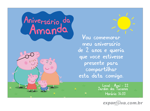 Convite De AniversÃ¡rio Infantil Peppa Pig
