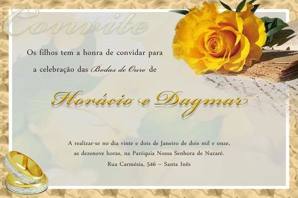 Convite De Bodas De Ouro Moderno â Modelos De Convite Convite De Bodas De Ouro Moderno â Modelos De Convite