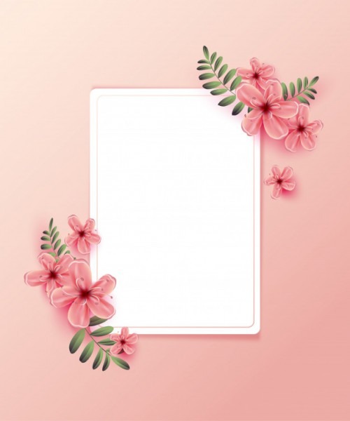 Convite De Casamento Com Flores Da Primavera Em Fundo Rosa