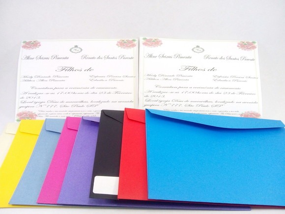 Convite De Casamento Personalizado Em Papel Verge 180g No Elo7
