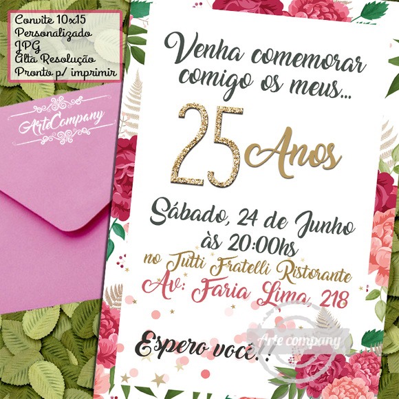 Convite Aniversário Floral No Elo7 Convite Aniversário Floral No Elo7