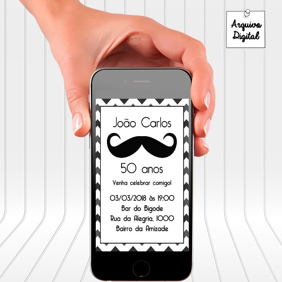 Convite De Aniversário Bigode Convite De Aniversário Bigode