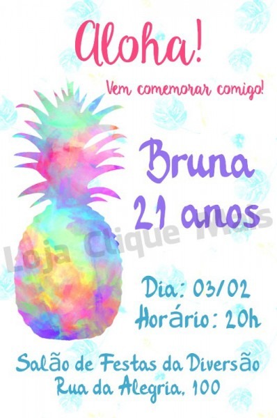 Convite Digital Aniversário Festa Tropical Convite Digital Aniversário Festa Tropical