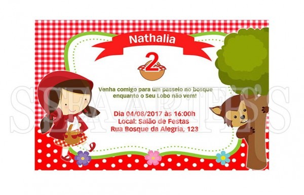 Convite Digital Chapeuzinho Vermelho Impressão, Via Whatsapp Convite Digital Chapeuzinho Vermelho Impressão, Via Whatsapp