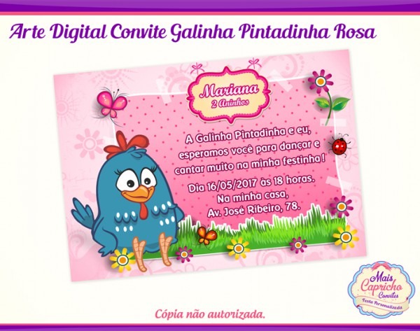 Convite Da Galinha Pintadinha Rosa Para Menina Convite Da Galinha Pintadinha Rosa Para Menina