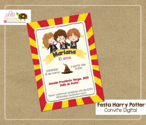 Convite Digital Harry Potter No Elo7 Convite Digital Harry Potter No Elo7