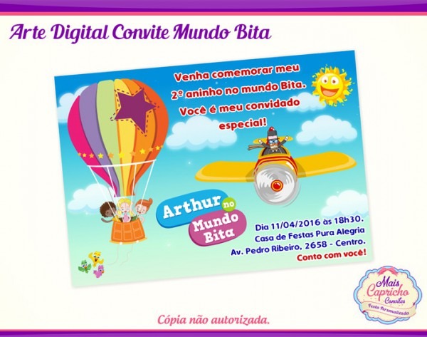 Convite Digital Mundo Bita No Elo7