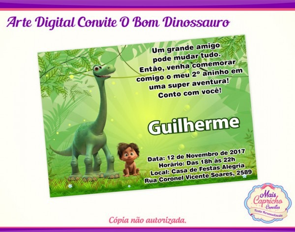 Convite Digital O Bom Dinossauro No Elo7