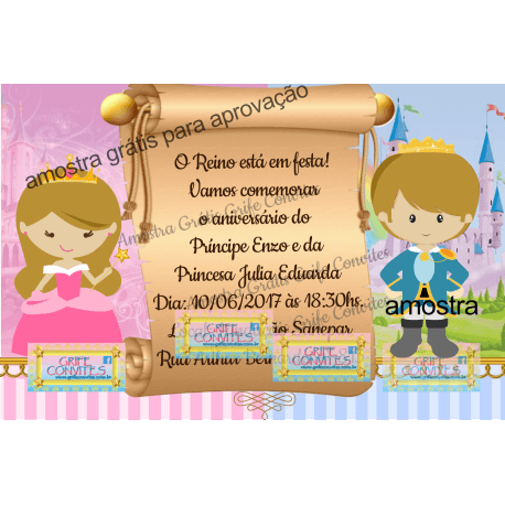 Arte Convite PrÃncipe E Princesa Arte Convite PrÃncipe E Princesa