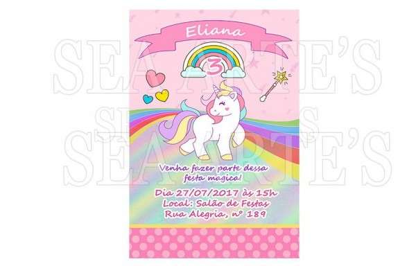 Convite Digital Unicornio Para Impressão Ou Via Whatsapp Convite Digital Unicornio Para Impressão Ou Via Whatsapp