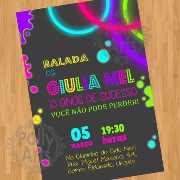 Convite Digital Virtual Balada Neon 02