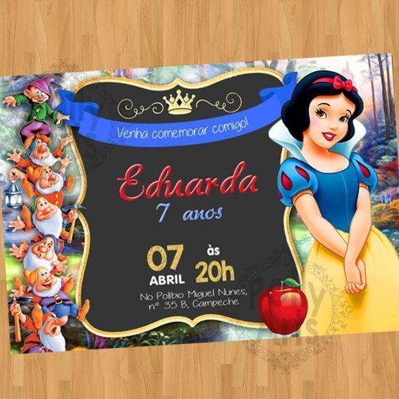 Convite Digital Virtual Branca De Neve Convite Digital Virtual Branca De Neve