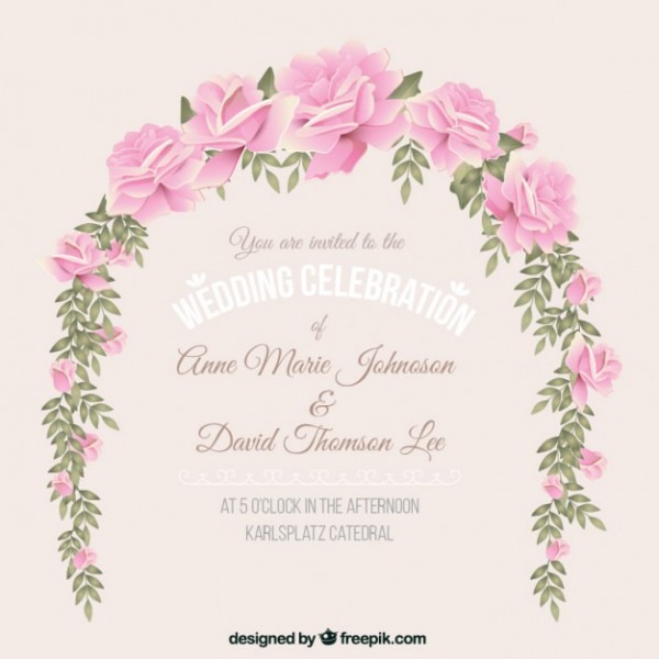Convite Do Casamento Com Coroa De Flores