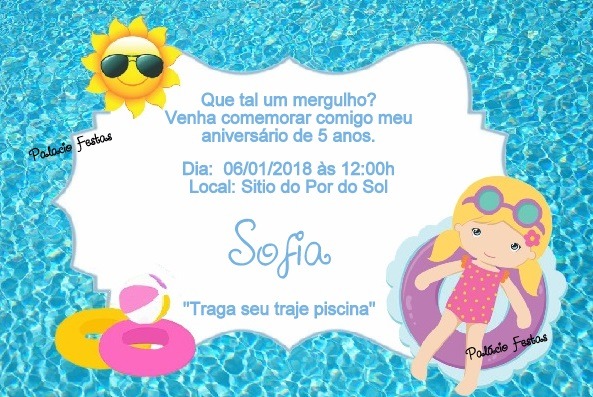Convite Festa Na Piscina No Elo7 Convite Festa Na Piscina No Elo7