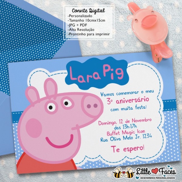 Convite Festa Peppa Pig Digital No Elo7