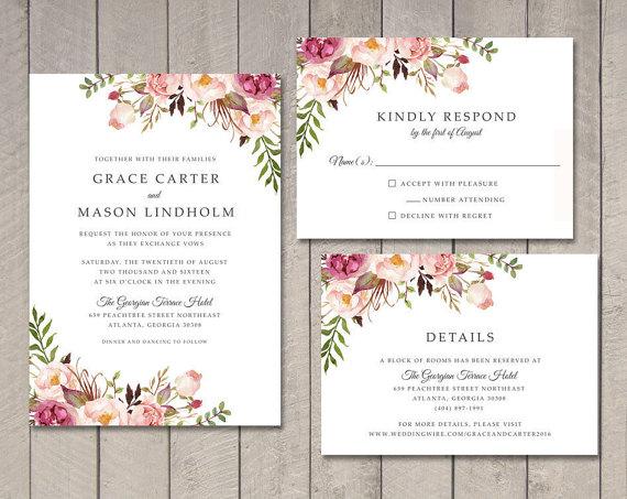 Grafica De Convites De Casamento Convite Floral Do Casamento, Rsvp Grafica De Convites De Casamento Convite Floral Do Casamento, Rsvp