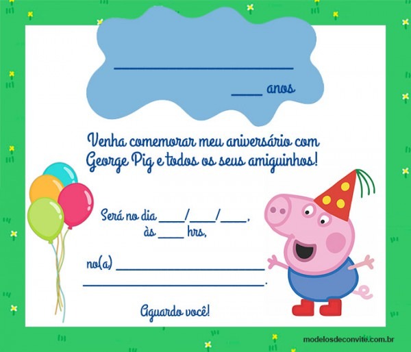 18 Convites Do George Pig Para Editar E Imprimir! â Modelos De Convite 18 Convites Do George Pig Para Editar E Imprimir! â Modelos De Convite