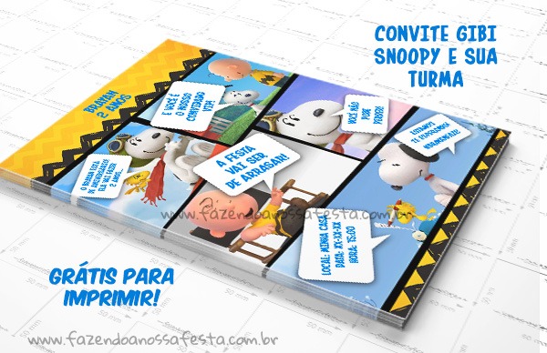 Convite Gibi Snoopy E Sua Turma Convite Gibi Snoopy E Sua Turma