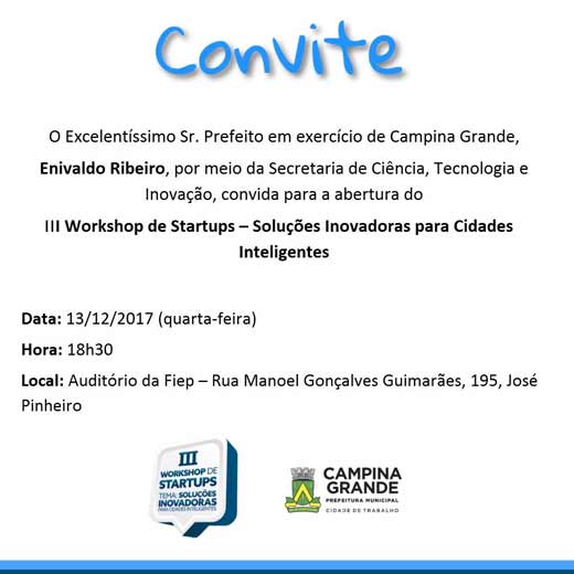 Convite Para Abertura Da Iii Workshop De Startups Convite Para Abertura Da Iii Workshop De Startups