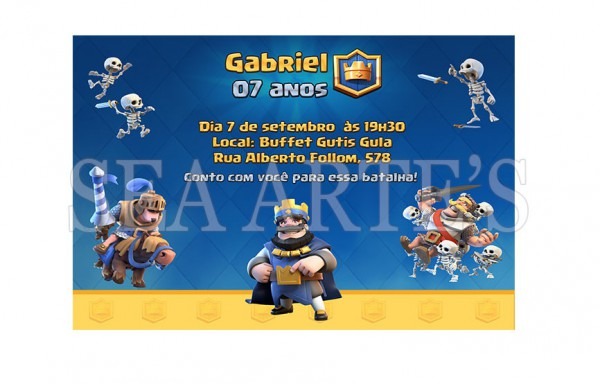 Convite Impresso (10x15cm) Clash Royale No Elo7 Convite Impresso (10x15cm) Clash Royale No Elo7