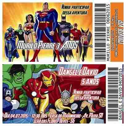 Convite Infantil Vingadores Herois Convite Infantil Vingadores Herois