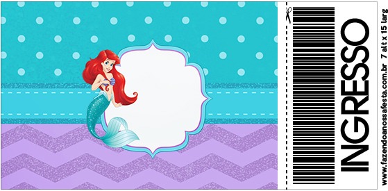 Convite Ingresso Kit Festa Pequena Sereia Convite Ingresso Kit Festa Pequena Sereia