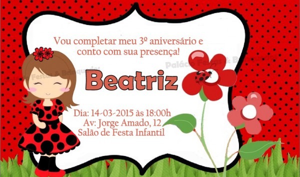 Convite Joaninha No Elo7 Convite Joaninha No Elo7