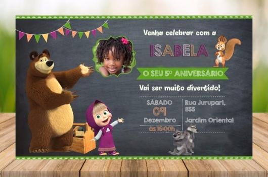 Convite Masha E O Urso  Ideias AdorÃ¡veis E Modelos GrÃ¡tis Para