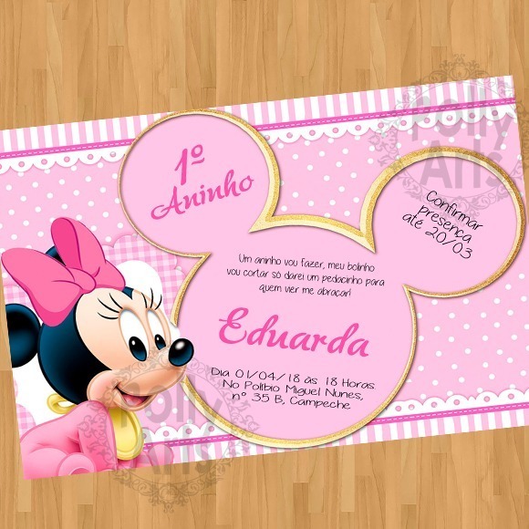 Convite Minnie Baby Bebe Arte Digital Vir Convite Minnie Baby Bebe Arte Digital Vir
